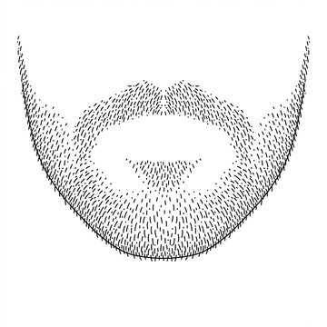 Heavy stubble beard front view. Textured vector dots and dashes sketch.