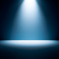 Naklejka premium Spotlight on empty stage with dark background illuminated by single beam of light