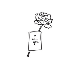 Hand drawn rose with tape vector