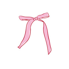 Minimalist Ribbon Bow Design clip art. Hand drawn pink bow vector