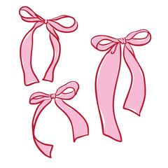 Set of cute pink ribbon bow clip art