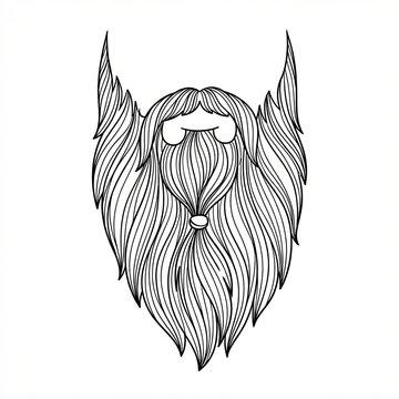 Long goatee tied with band vector. Tribal style facial hair.