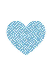 Fototapeta premium Abstract blue heart with intricate generative art maze pattern