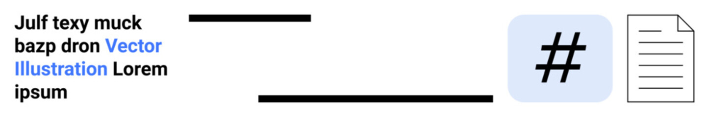 Obraz premium Text block with blue link, metadata tag icon, and document silhouette promoting digital interaction. Ideal for messaging, social media, online content, communication tips, blogging, hashtags concept