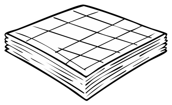 Sketch of Stacked Napkins with Checked Pattern for Mockup Projects or Illustrative Purposes
