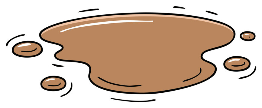 Spilled Liquid Stain, Accident, Cartoon Style, Mud, Drink, Oil, Mess, Splashes