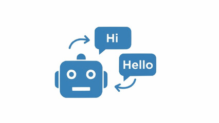 Blue robot with speech bubbles. © Ike Setiyorini