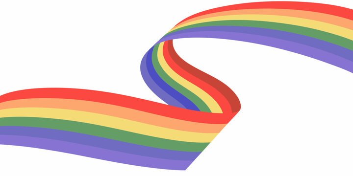 A vibrant rainbow ribbon gracefully formed into a heart shape