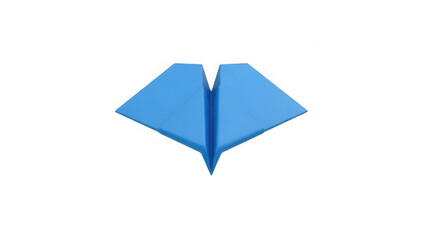 Blue origami bird on white background