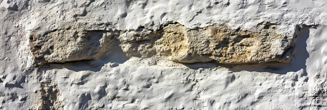Fragment of a Vintage Whitewashed Stone Barrier with Textured Surface of a Historical Wall Exterior