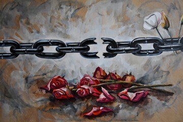 Withered Roses Breaking Chains - Symbol of Freedom and Loss