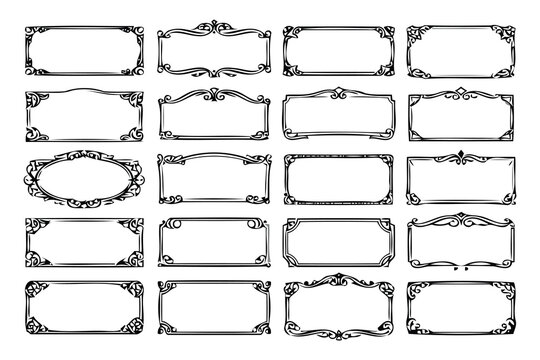 decorative ornate borders and frames set