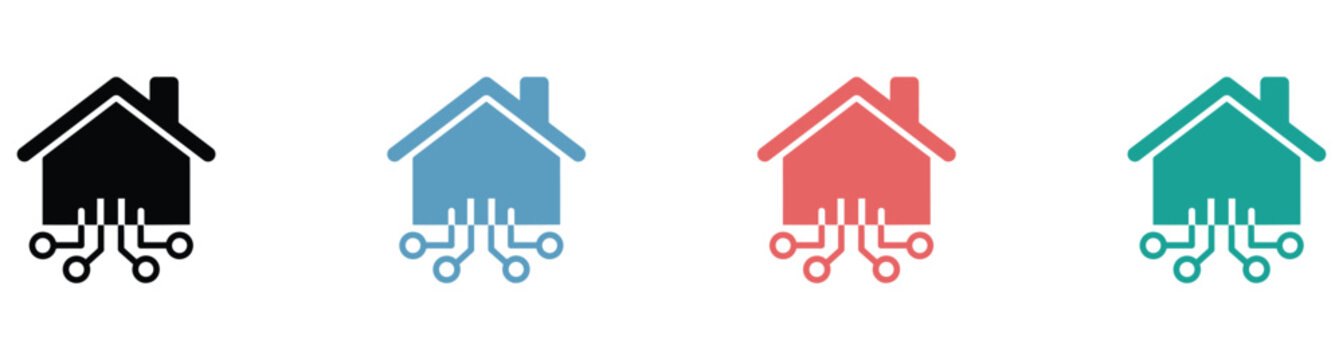 Smart home technology icon set representing connected living and digital automation systems