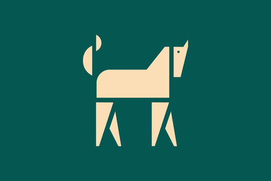 Modern Flat Horse Silhouette Logo Design