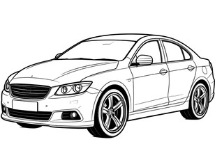 Fototapeta premium Sleek Sedan Car Outline - A Detailed Automotive Illustration.
