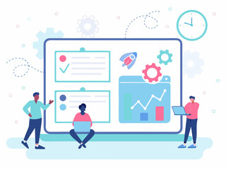 Fototapeta premium Team collaboration and project management visualized on a digital display screen