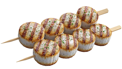 Grilled Scallops on Skewers with Herbs and Spices