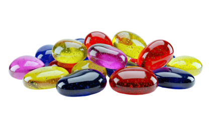 Pile of colorful glass pebbles