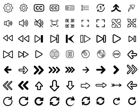 Modern Multimedia Control and Universal Navigation Vector Icon Set for UI/UX Design