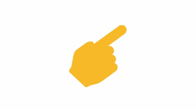 Yellow hand pointing finger gesture.