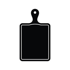 Obraz premium Simple black cutting board with a handle isolated on a white background