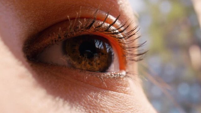 Ultra cinematic extreme close-up of a human eye, AI-generated with film-grade realism. Soft light, shallow depth of field and rich iris detail create an emotional visual deal for high-end advertising.