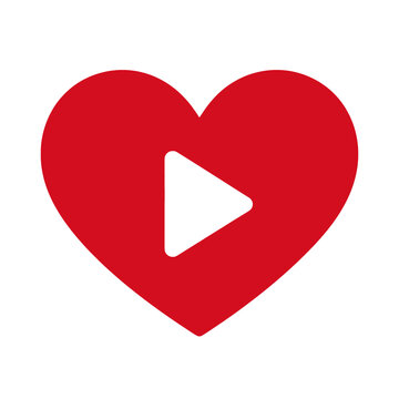 Red heart play button app icon.