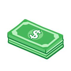 Stack of green dollar bills 3d icon.