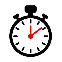 Stopwatch vector icon with red hands.