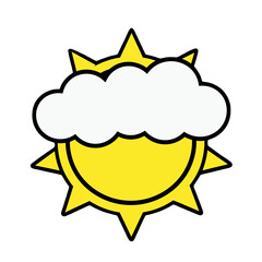 Sun and Cloud Weather Vector Icon.