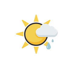 Sun and Rain Cloud Weather App Icon.