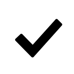White Line Checkmark Vector Icon.
