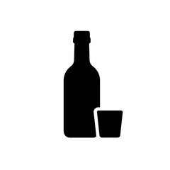 Wine Bottle with Glass Line Icon