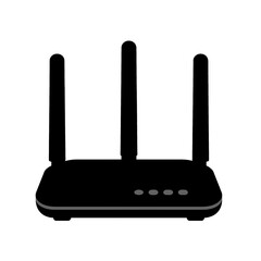 Wireless router vector icon with three antennas.