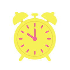 Yellow Alarm Clock Vector Icon.