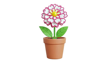 Naklejka premium 3D Render of a Stylized Flower in a Terracotta Pot