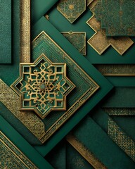 Abstract 3D background with traditional Islamic geometric patterns.