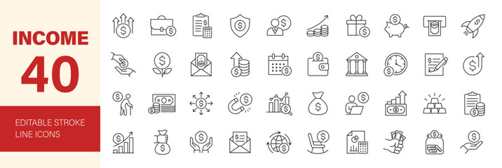 Income icon set. Editable line icons. Vector illustration. © Dear Lala