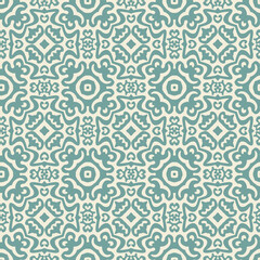 Teal Ornamental Seamless Pattern Background Illustration in Vintage Baroque Style, Surface Pattern for Fabric and Wallpaper