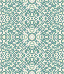 Teal Ornamental Seamless Pattern Background Illustration in Vintage Baroque Style, Surface Pattern for Fabric and Wallpaper