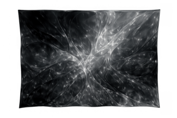 Abstract fractal nebula with glowing energy streaks forming a cosmic light vortex on a transparent background