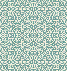 Fototapeta premium Teal Ornamental Seamless Pattern Background Illustration in Vintage Baroque Style, Surface Pattern for Fabric and Wallpaper