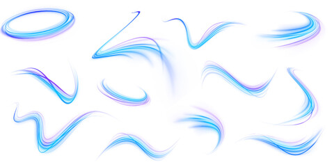 A futuristic expressway glows with neon headlights and speed lines. Curved motion blurs convey fast-paced energy. Abstract vector design for modern projects © Vitalii