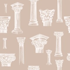 Obraz premium A sweet and easy-to-create seamless pattern in a vintage, classic style. A digital illustration of isolated elements in pastel tones. Perfect for wedding designs and Valentine's Day.