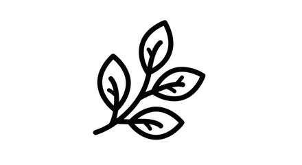 Simple Line Art of a Branch with Leaves.