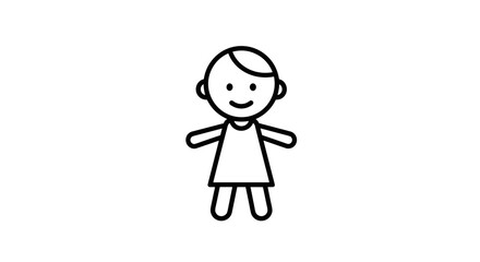 Obraz premium Simple Line Drawing of a Child Figure.