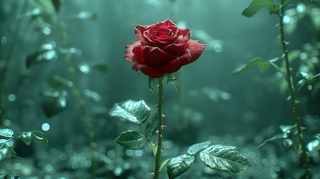 Blooming Red Rose in Garden PNG on Transparent Background Isolated on White Elegant Flower