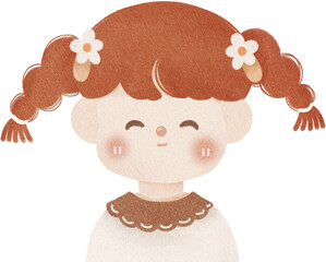 Fototapeta premium Cute girl clipart colloction - Hand Drawn Cartoon Children, Cute Kids Clipart, cartoon children, cute girl clipart, nursery kids PNG 