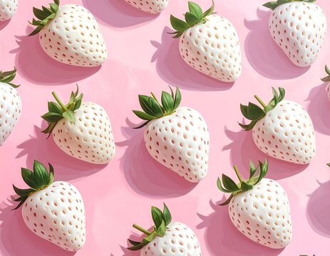 Pineberries on Pink Background - A Sweet and Unique Treat.