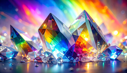 glowing colored shiny diamonds